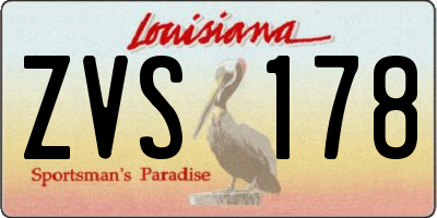 LA license plate ZVS178