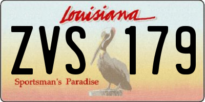 LA license plate ZVS179