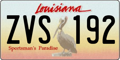 LA license plate ZVS192