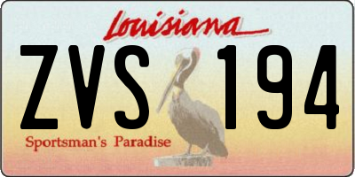 LA license plate ZVS194