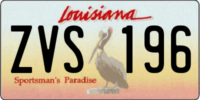LA license plate ZVS196