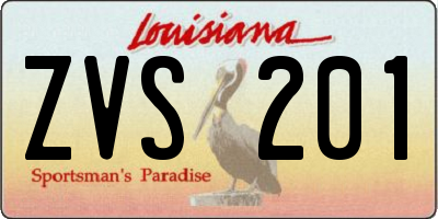 LA license plate ZVS201
