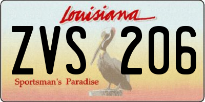 LA license plate ZVS206