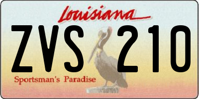 LA license plate ZVS210