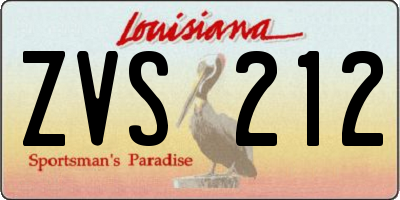 LA license plate ZVS212