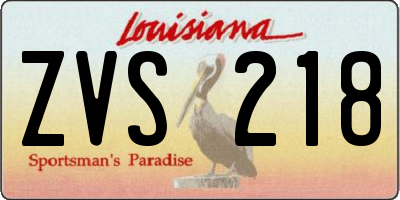 LA license plate ZVS218