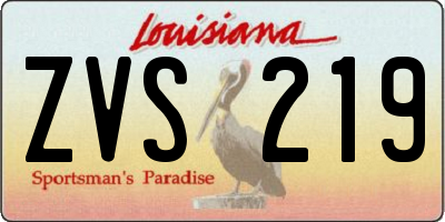 LA license plate ZVS219