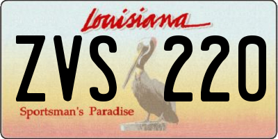 LA license plate ZVS220
