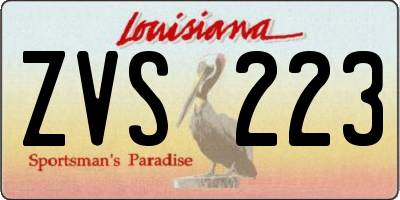 LA license plate ZVS223