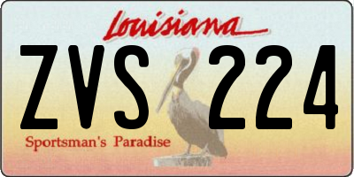 LA license plate ZVS224