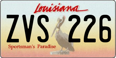 LA license plate ZVS226