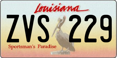 LA license plate ZVS229