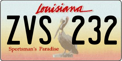 LA license plate ZVS232