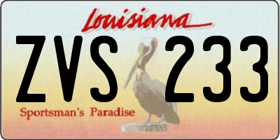 LA license plate ZVS233