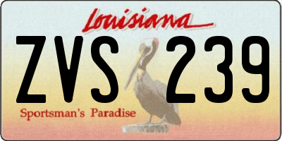 LA license plate ZVS239