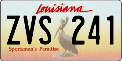 LA license plate ZVS241