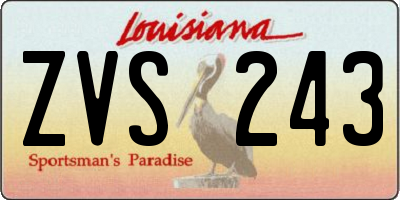 LA license plate ZVS243