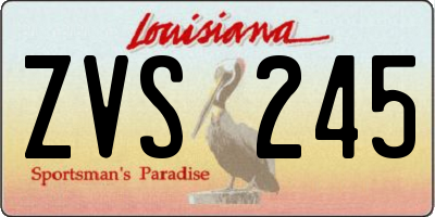 LA license plate ZVS245