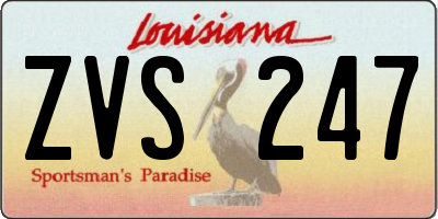 LA license plate ZVS247