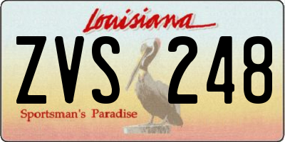 LA license plate ZVS248