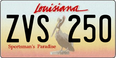 LA license plate ZVS250