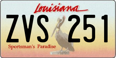 LA license plate ZVS251