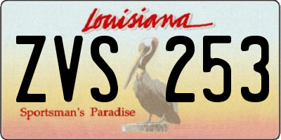 LA license plate ZVS253