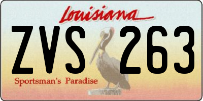 LA license plate ZVS263