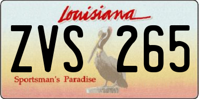 LA license plate ZVS265