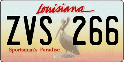 LA license plate ZVS266