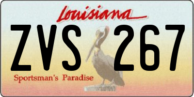 LA license plate ZVS267