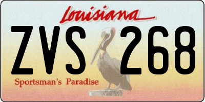 LA license plate ZVS268