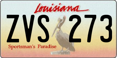 LA license plate ZVS273