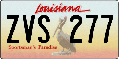 LA license plate ZVS277