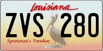 LA license plate ZVS280
