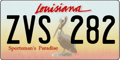 LA license plate ZVS282