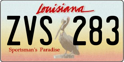 LA license plate ZVS283