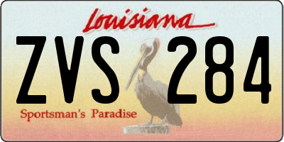 LA license plate ZVS284