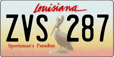 LA license plate ZVS287