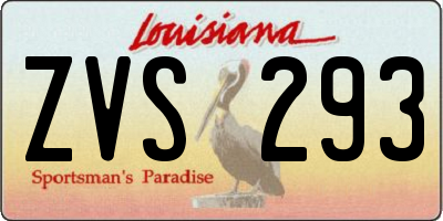 LA license plate ZVS293