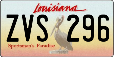 LA license plate ZVS296