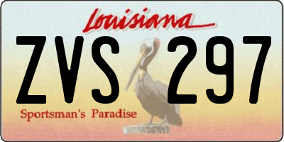 LA license plate ZVS297