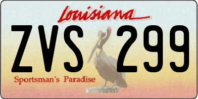 LA license plate ZVS299