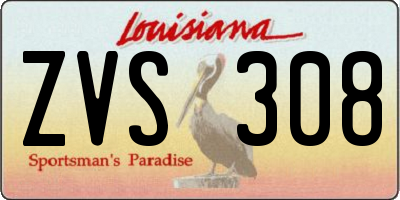 LA license plate ZVS308