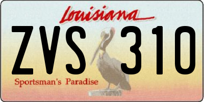 LA license plate ZVS310