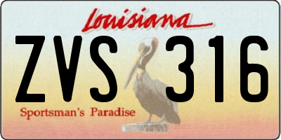 LA license plate ZVS316