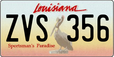 LA license plate ZVS356