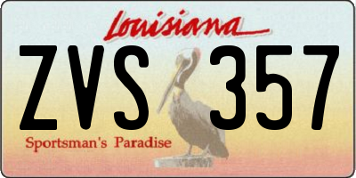 LA license plate ZVS357