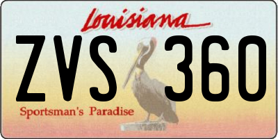 LA license plate ZVS360