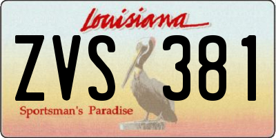 LA license plate ZVS381